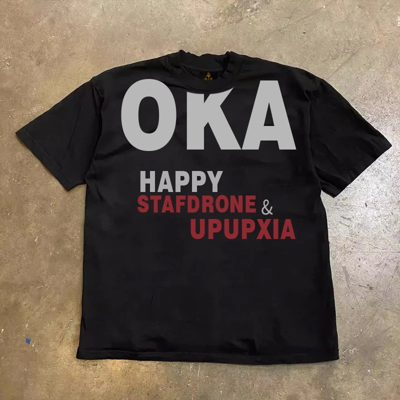 Loose Fit Cotton T-Shirt Unisex Short Sleeve Double Thread UPUPXIA Hero Print Sweat Absorbent round Neck Casual Summer Top