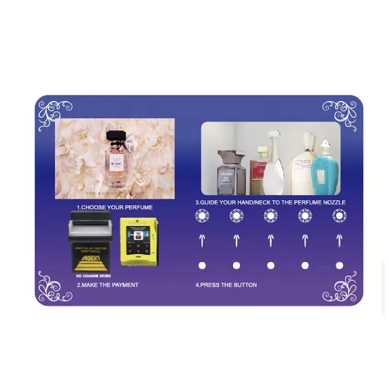 

Customized 24h Self-Service Custom Wall Mounted Mini Luxury Fragrance Cashless Spraying Vending Machine With Card Reader