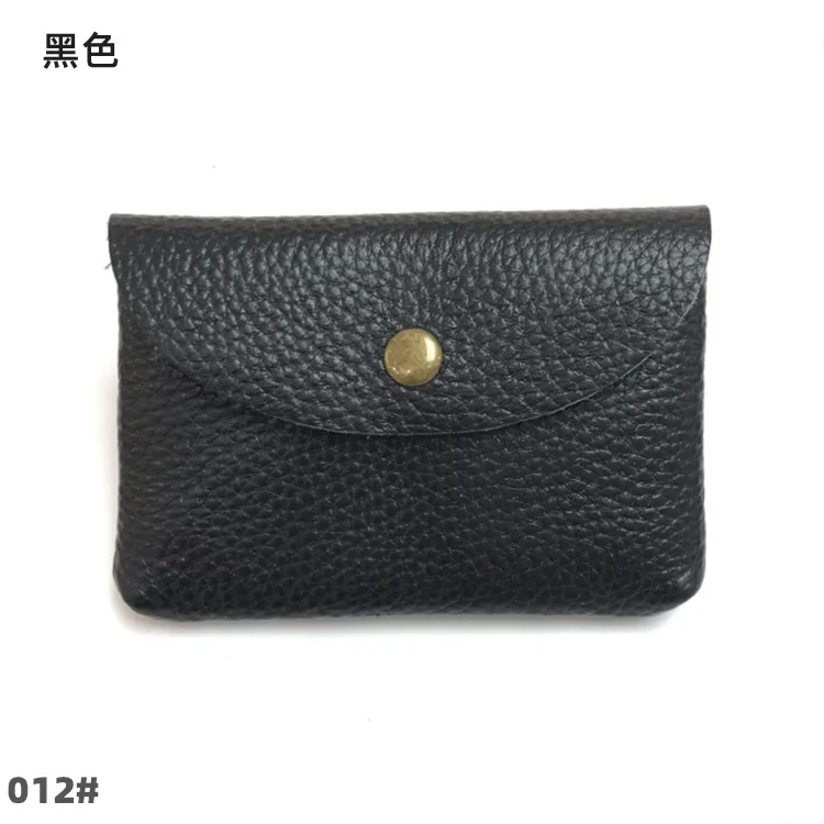 Genuine Leather Mini Envelope Change Bag Simple Buckle Cowhide Large Capacity Card Bag Women Coin Purse