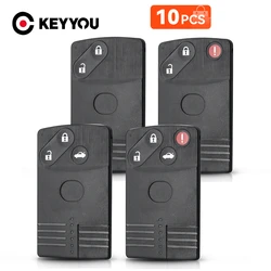 KEYYOU 10PCS 2/3/4 Buttons Smart Remote Car Key Card Shell Fob Case Fob for Mazda 5 6 8 CX7 CX-9 RX8 Miata MX5 Verisa MPV