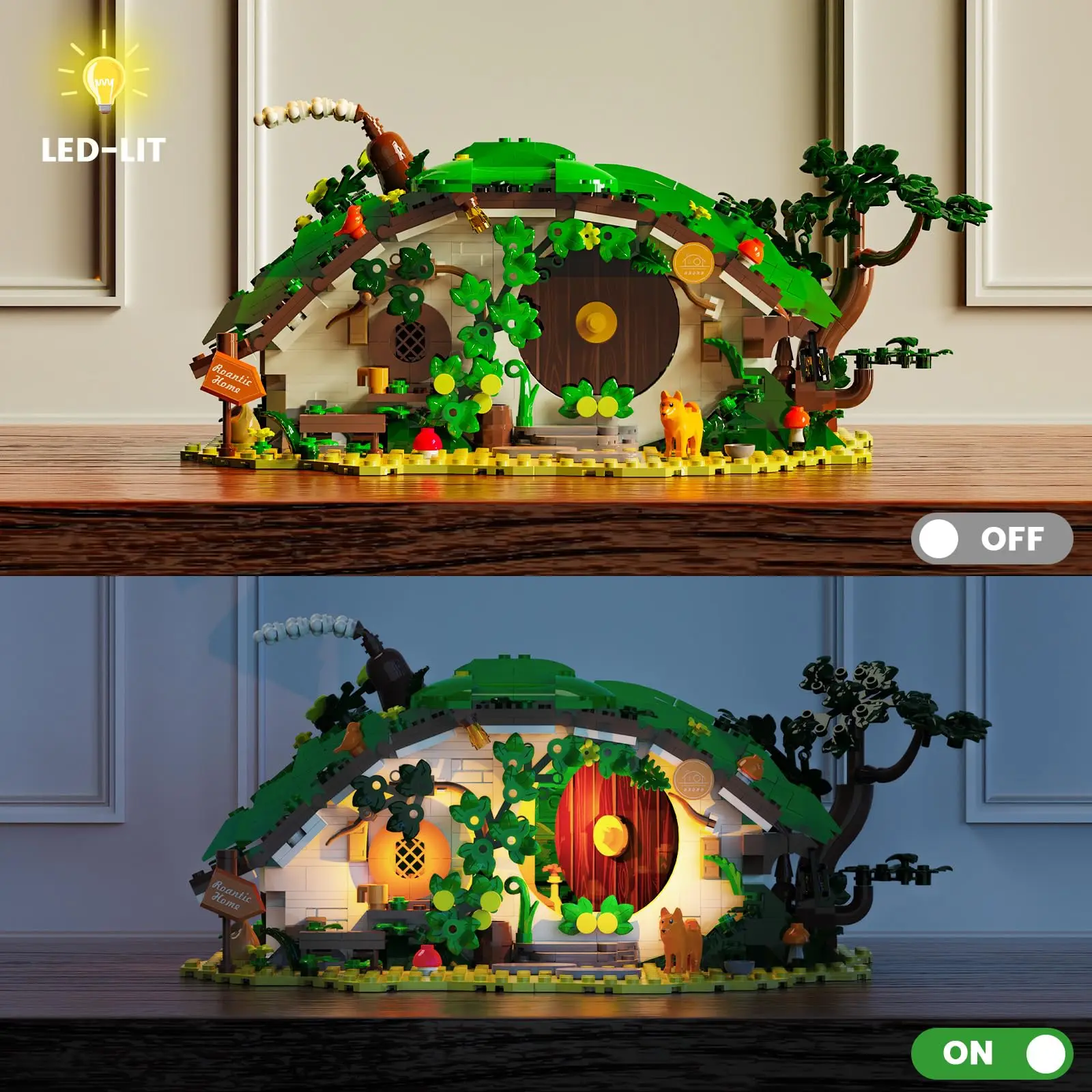 1088 pçs conjunto de construção de cabine anã com luz led adultos colecionáveis casa & escritório decoração blocos de construção diy fantasia casa modelo kit