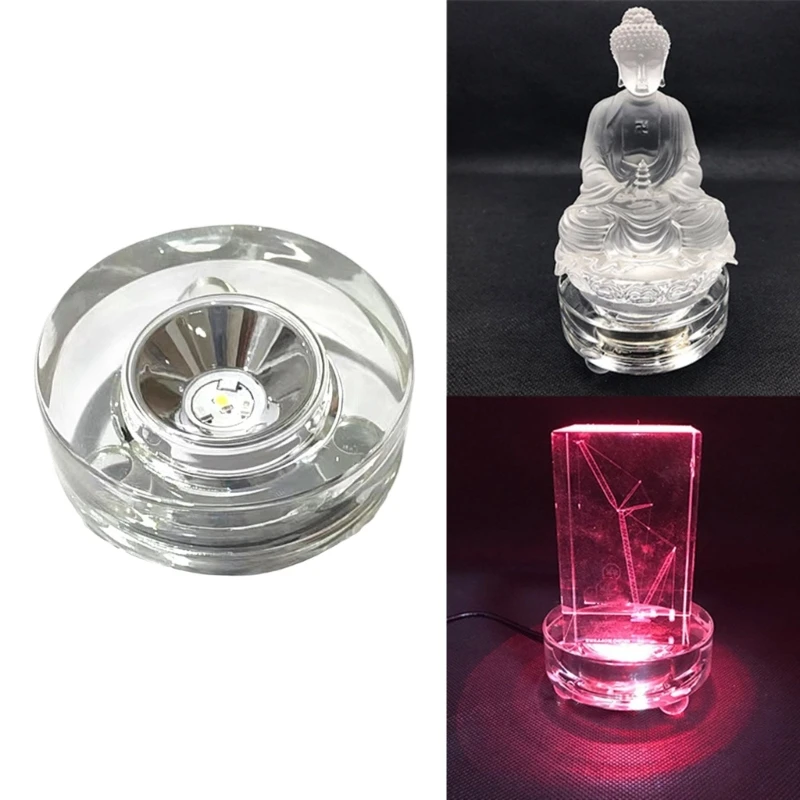

H7EB Multicolor LED Illuminated Base With USB Power for Crystals Display and Artwork Showcase Sturdy Plastic Designs