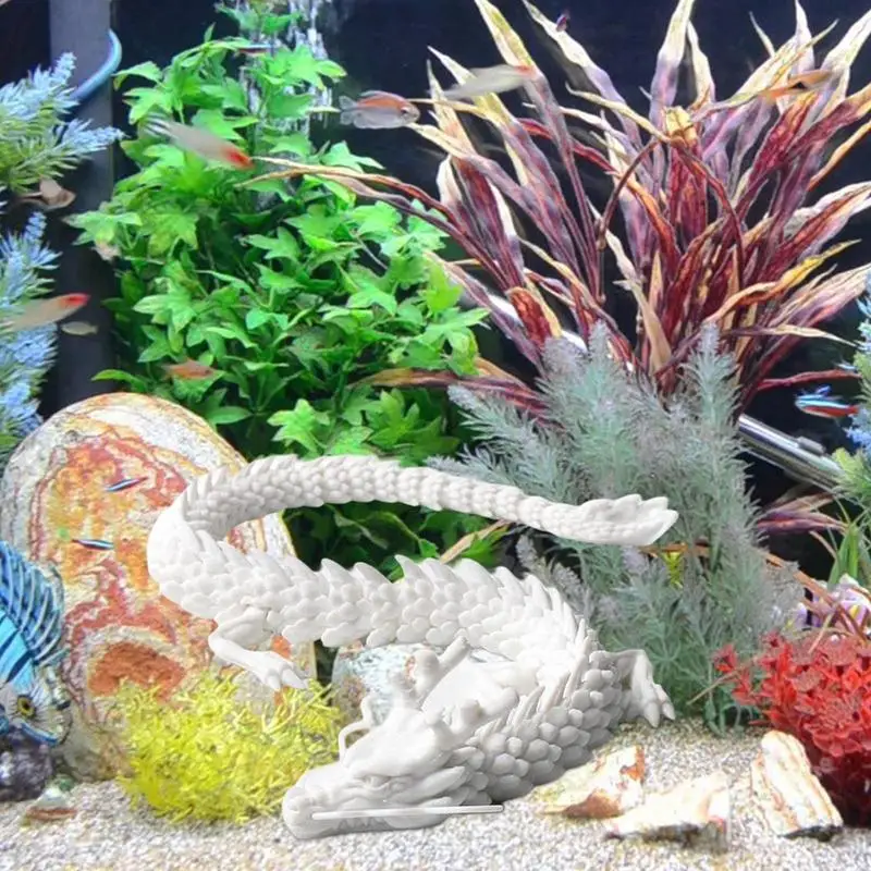 3D Printed Dragon For Fish Tank 17.72in Realistic Articulated Ancient Chinese Dragon With Poseable Joints For Home Decoration