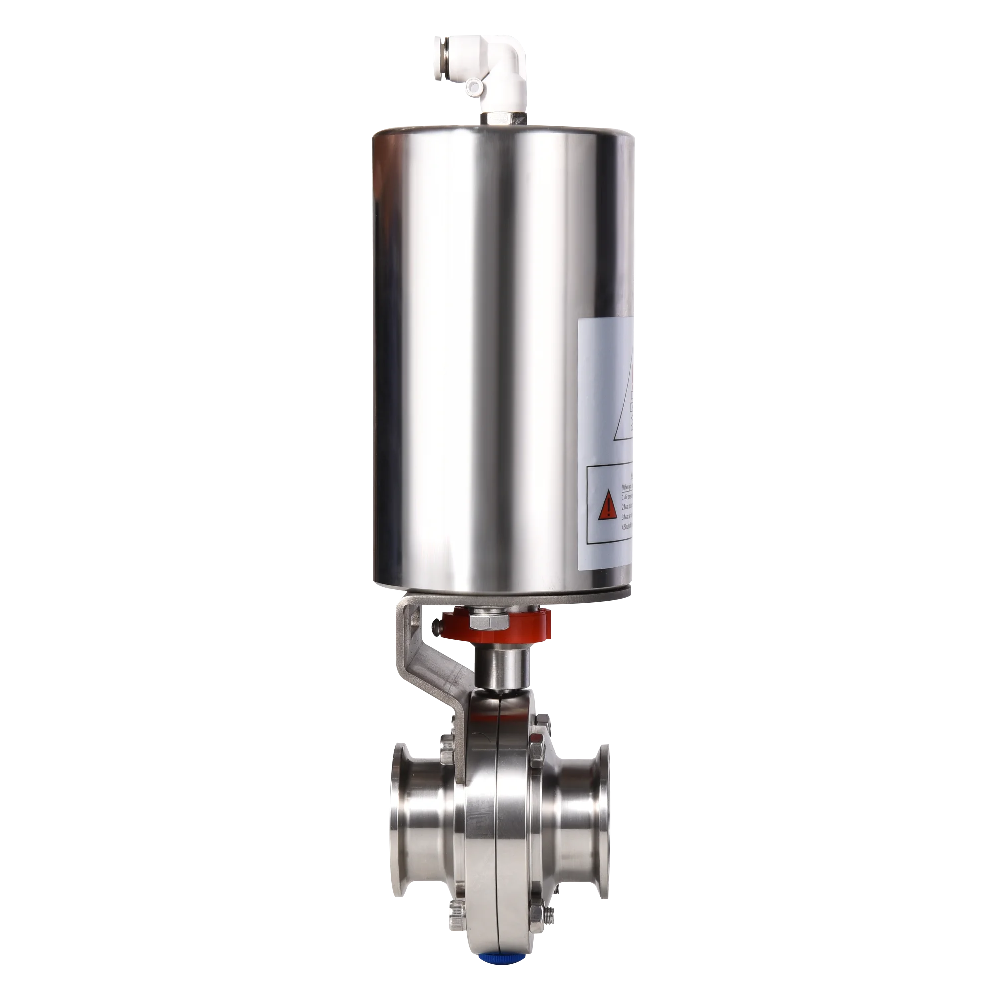 Sanitary Stainless Steel SS304 SS316L Pneumatic Actuator Tri Clamp Butterfly Valve With C-Top Single Bracket