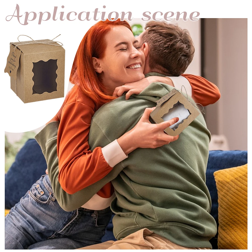 50pcs Candle Gift Boxes Paper Gift Boxes 3.35x3.35x3.94inch Small Packaging Box with Visible Window Tags and Ropes for 10oz