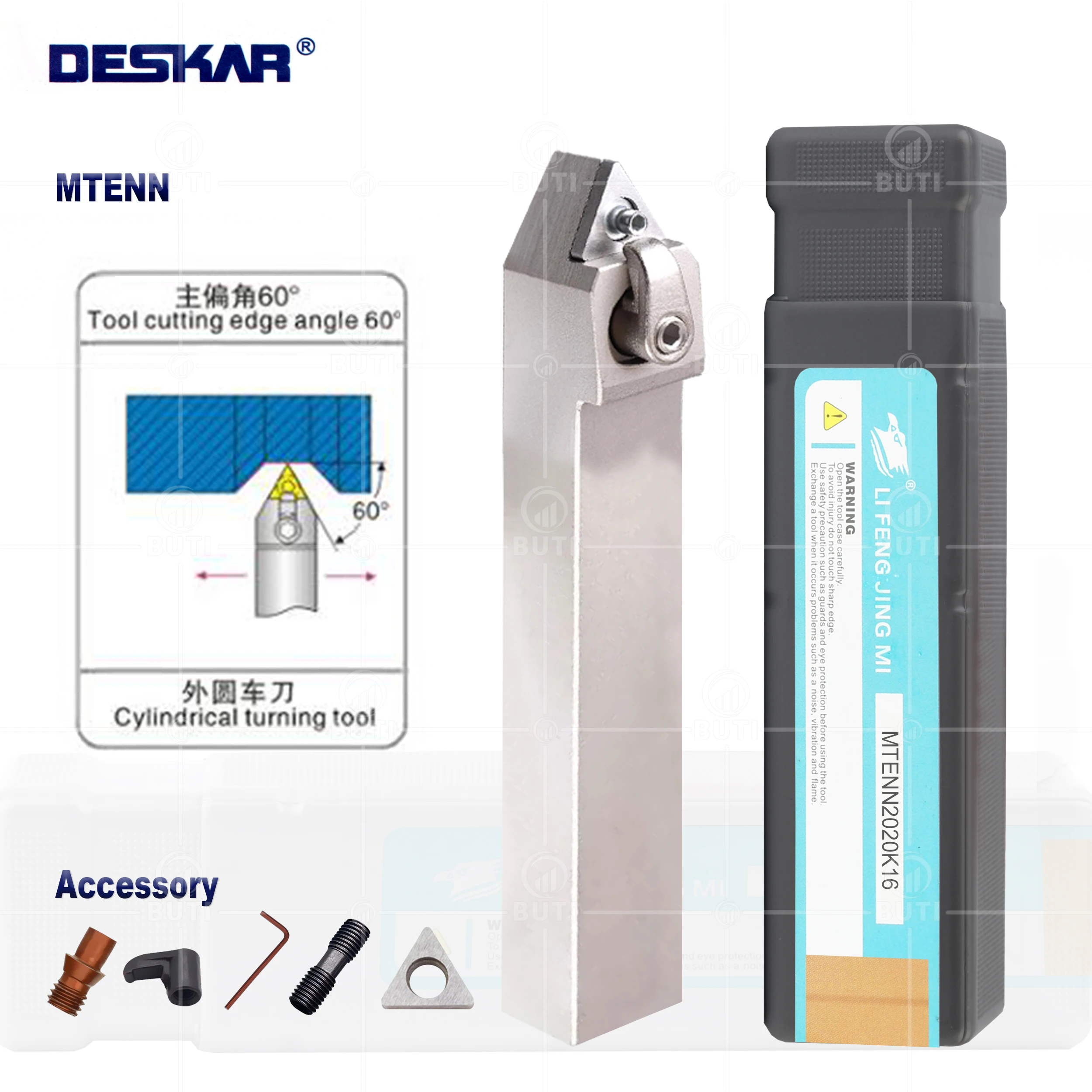 

DESKAR 100% Original MTENN2020K16 MTENN2525M16 External Turning Tools Lathe White Holder Cutter For TNMG Carbide Cutting Blades