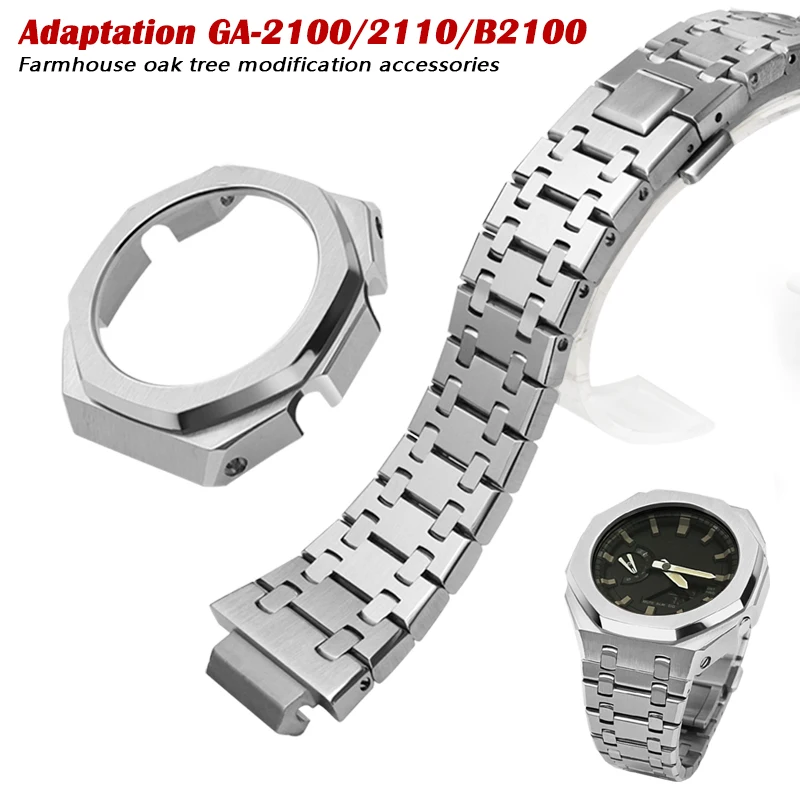 

Подходит для часов GA-2100/2110/B2100, металлический корпус из нержавеющей стали, ремешок для часов, аксессуары для модификации часов.