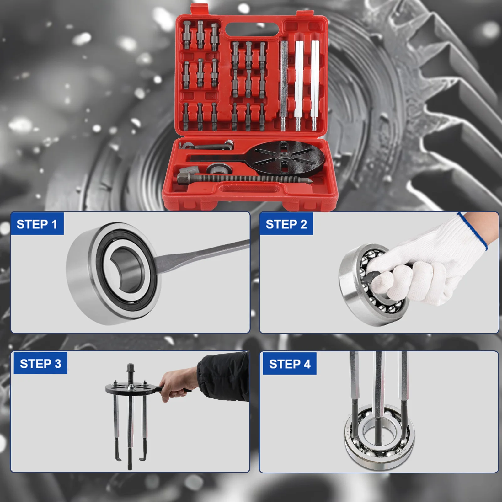 Set di utensili per l'estrazione di cuscinetti a 3 ganasce, 6 misure DL1-DL6, per la rimozione di cuscinetti interni, estrattore per cuscinetti con foro cieco per cuscinetti 6005-6310 – kit