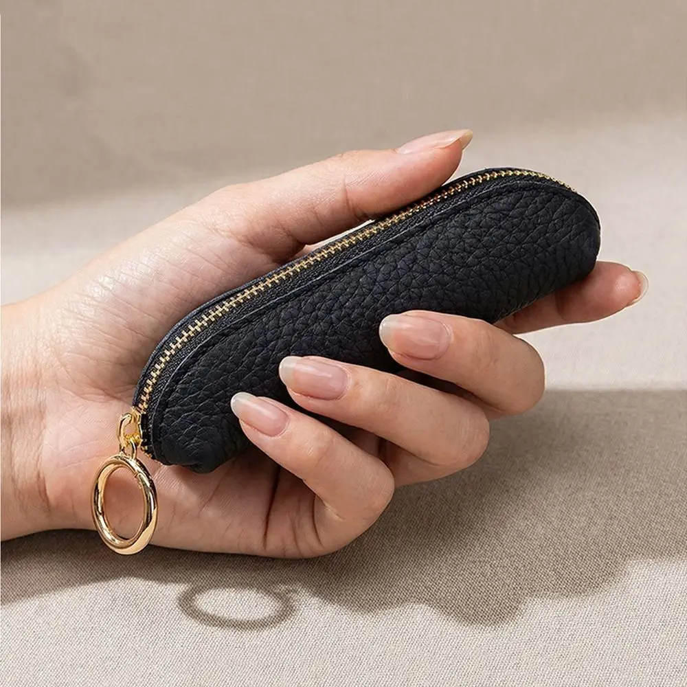 Vintage Genuine Leather Coin Purse Waterproof Zipper Key Purse Large Capacity Multifunctional Coin Pouch For Women