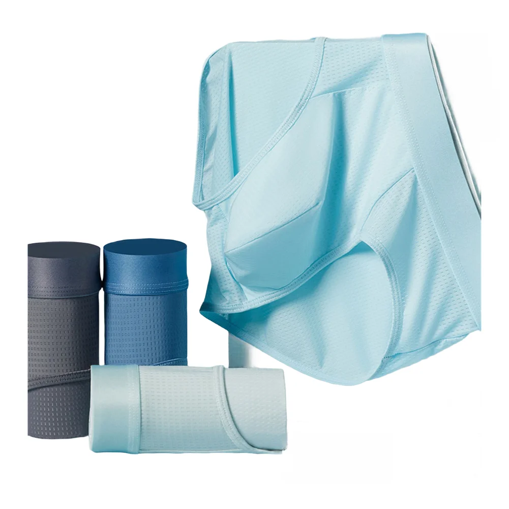 Breathable Men Ice Silk Mesh Quick Drying Underwear Middle Waist Lingerie Comfortable Fashion Man Intimate Panties