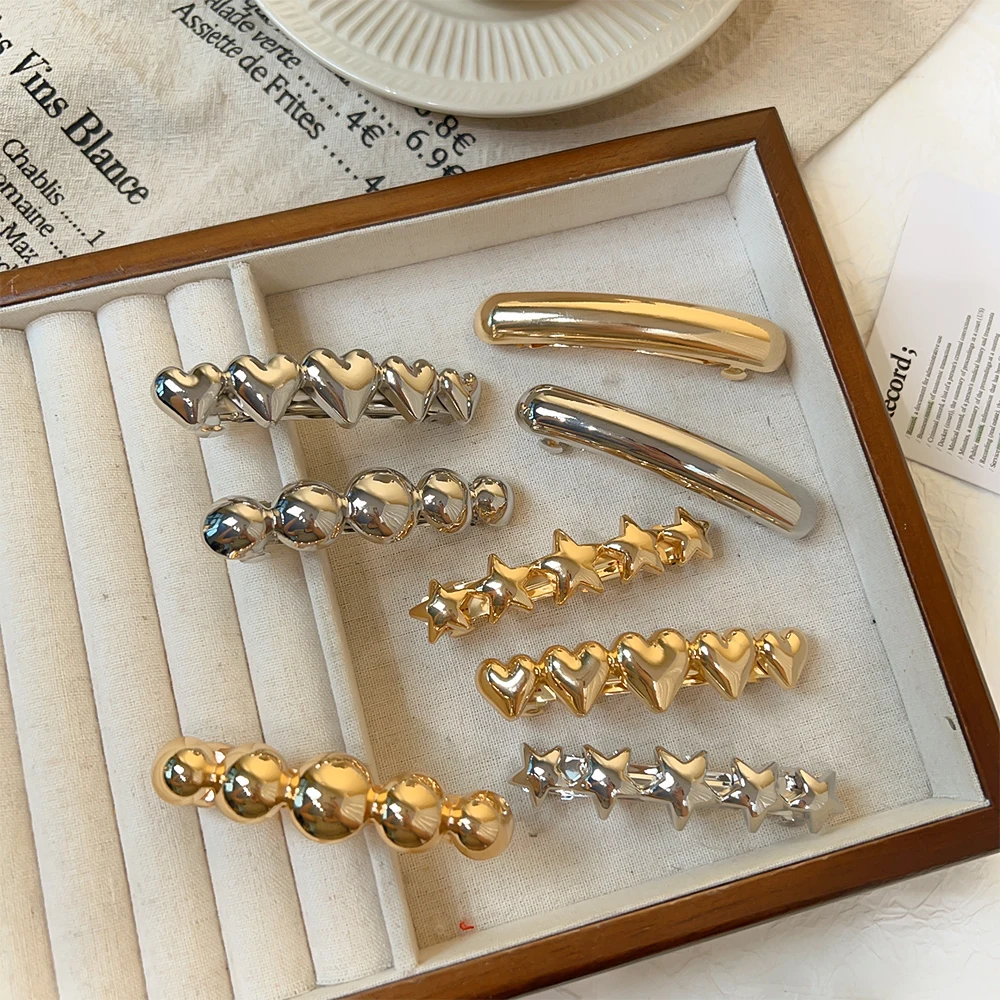 2024 INS Fashion Geometric Gold Silver Color Metal Spring Hair Clips for Girls Jewelry Hair Pins Women Hair Tools Accessories image 4
