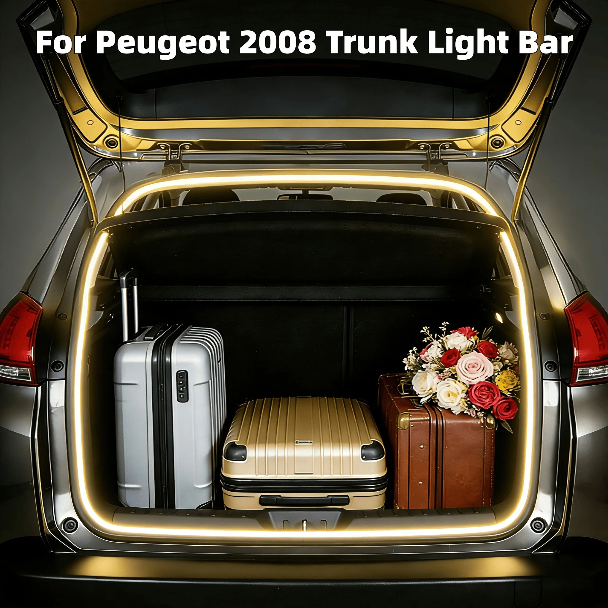 

Светодиодная лента для освещения багажника Peugeot 2008, высокая яркость, декоративная подсветка салона, LED-подсветка заднего багажника.
