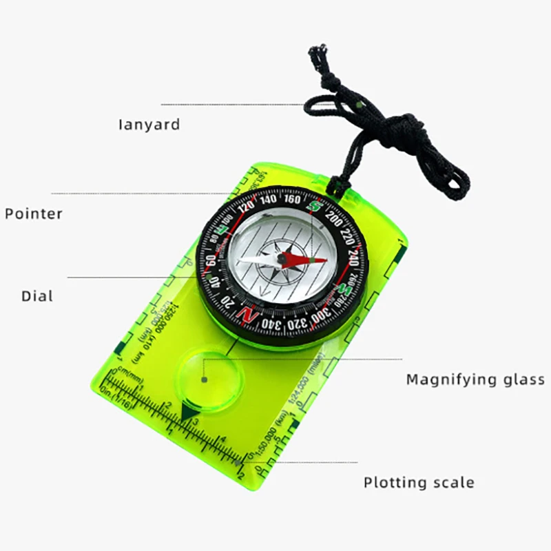 1Pcs Outdoor Waterproof Professional Camping Compass Hiking Backpack Directional Compass Best Survival Gift For Map Reading