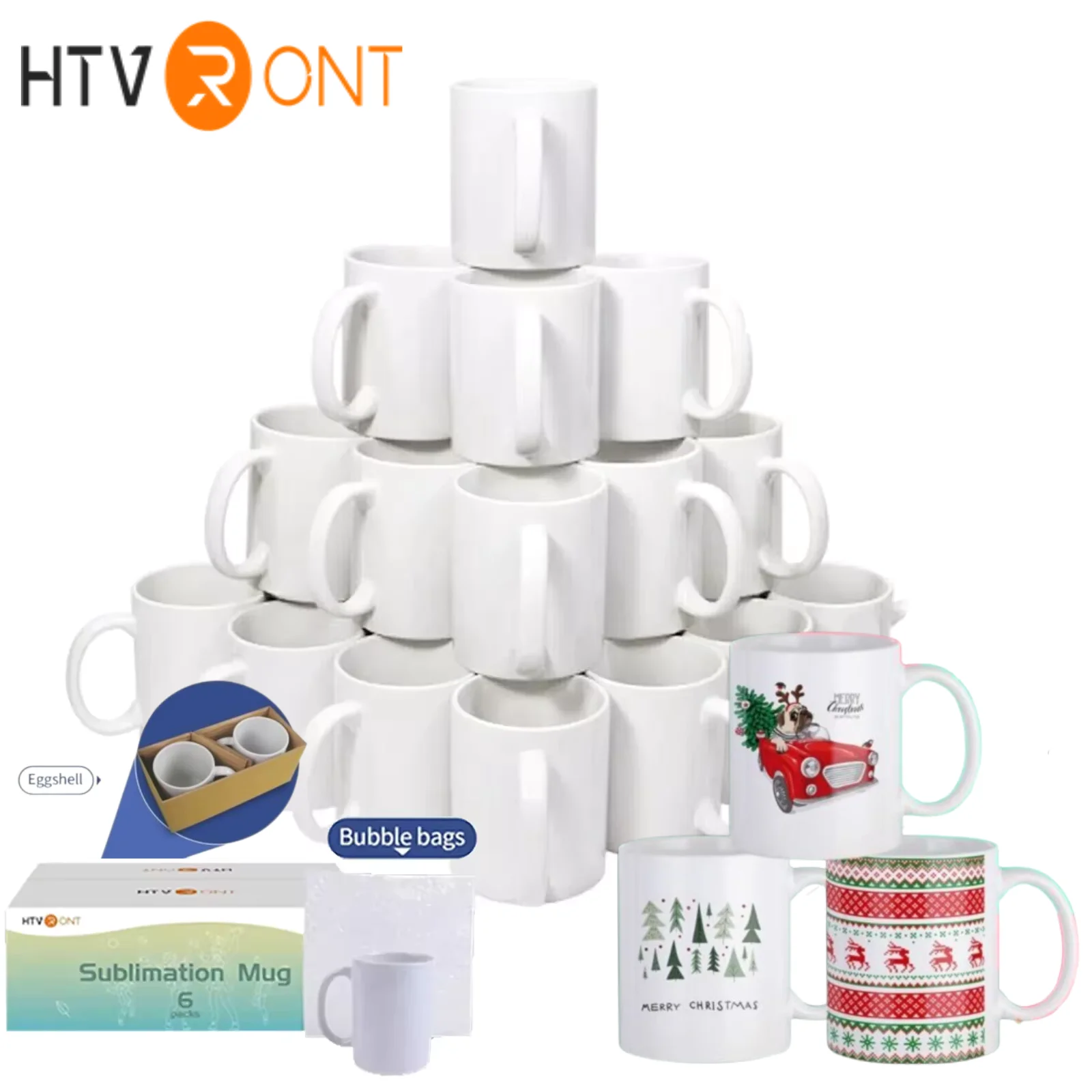 

HTVRONT Sublimation Mugs Blank , Cups 11oz Sublimation Ceramic Blank Coffee Mugs,White Cups, Sulimation Blanks for Coffee, Tea,
