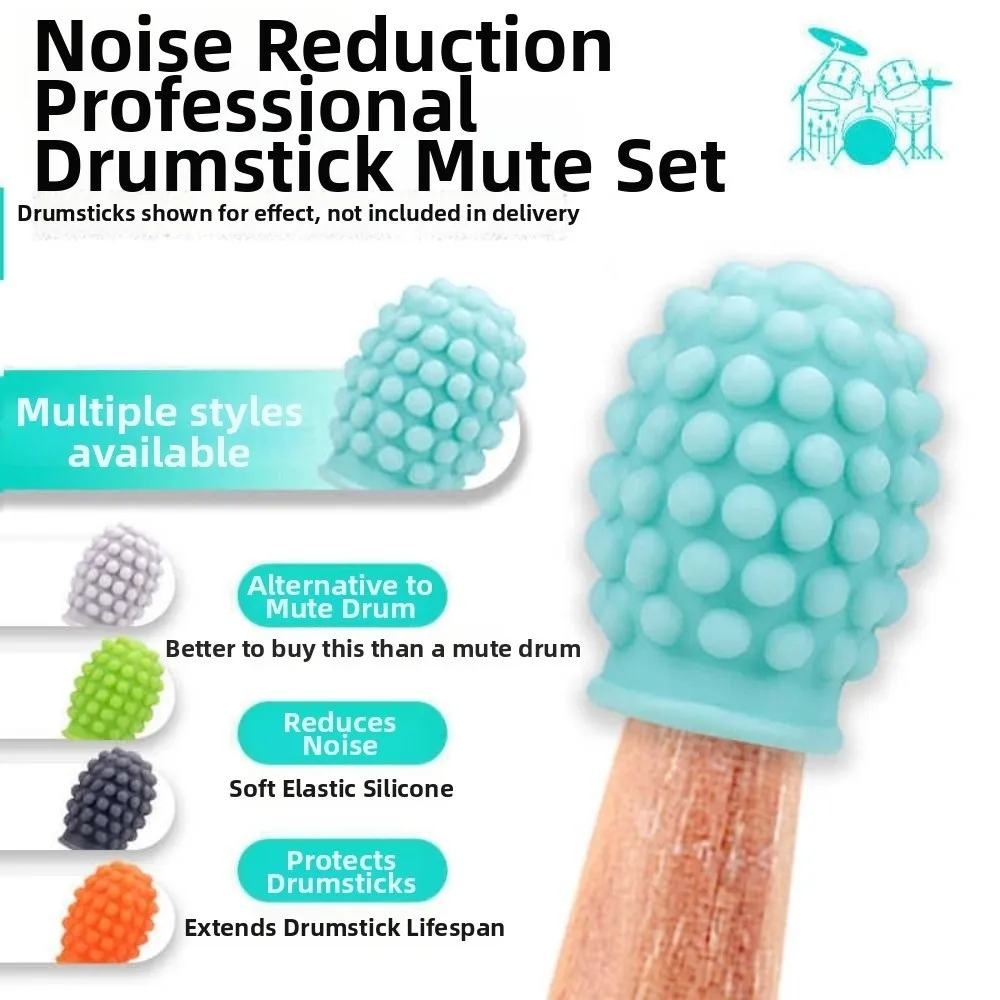 2Pcs Silicone Drum Mute 5A Weakened Sound Drumstick Head Protective Cover Soft Noise Reduction Drumstick Head Sleeves