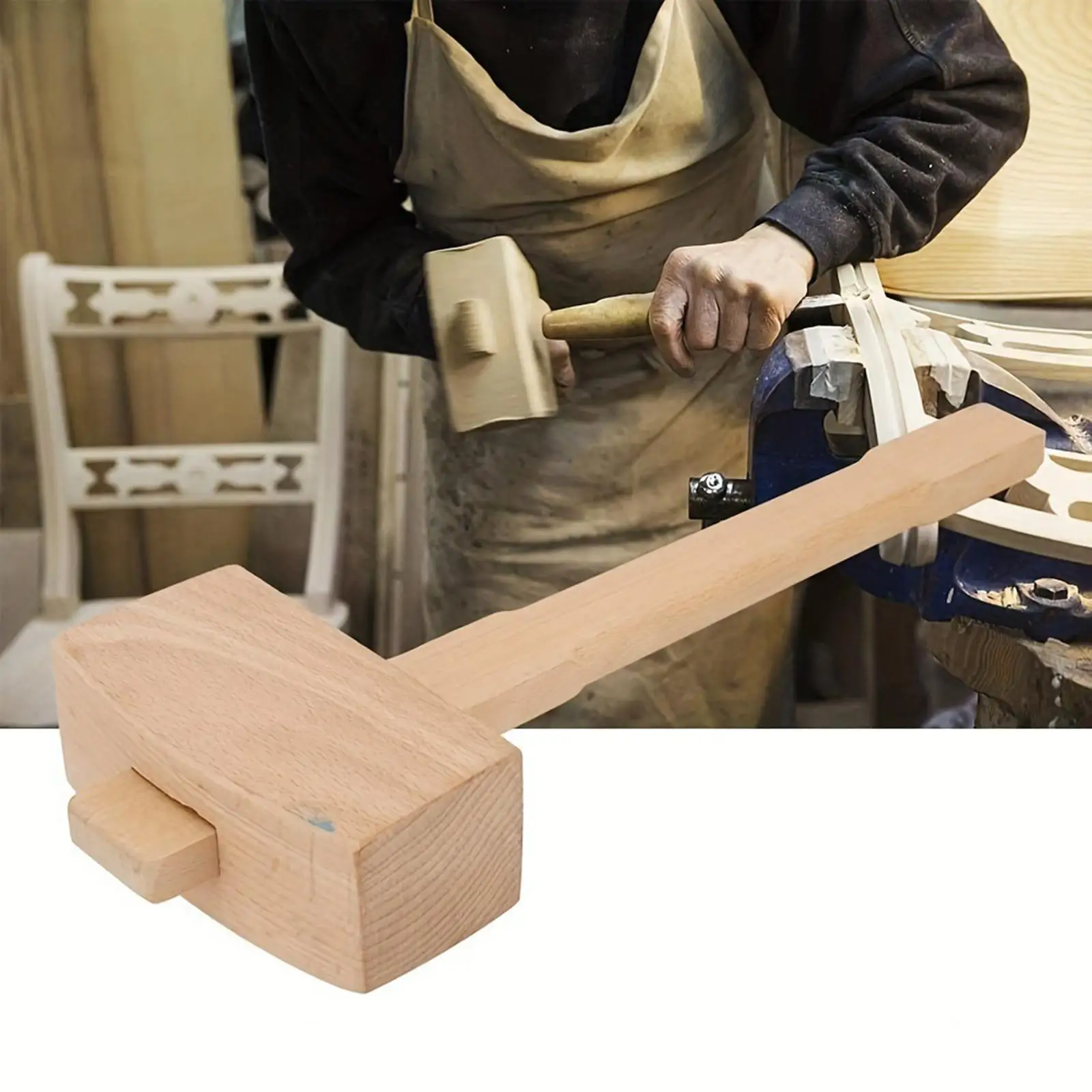

Деревянный молоток с ручкой, ручной молоток для льда премиум-класса для DIY, столярный инструмент для изготовления, резьба по дереву, растрескивание грецкого ореха, деревообработка