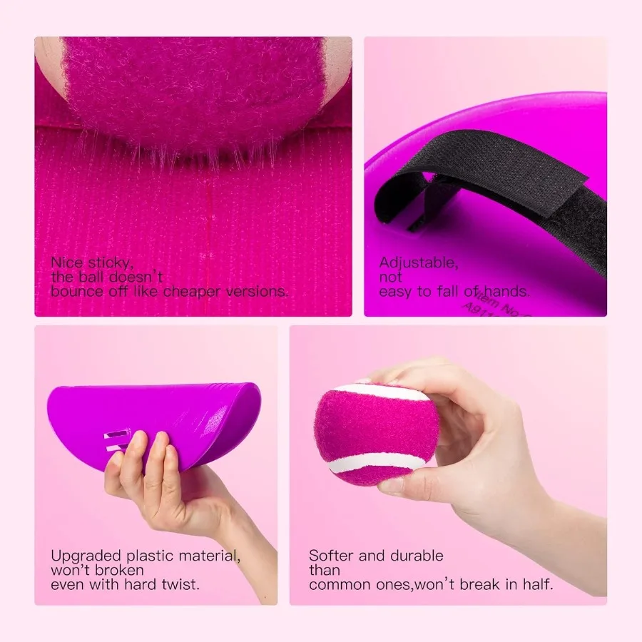 Toss and Catch Ball Game Set - Indoor and Outdoor Games for Kids 3-12, Beach Sand Pool Water Toy Includes 2 Paddles 2 Sticky Bal