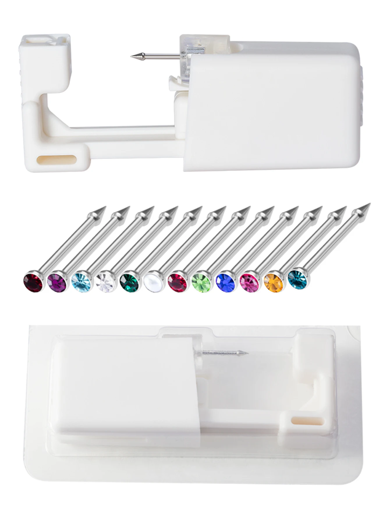 1 Einheit, sichere, sterile Einweg-Piercing-Einheit für CZ-Nasenstecker, Piercing-Pistole, Piercer-Werkzeug, Maschinen-Set, Ohrstecker, Körperschmuck – Detail 5