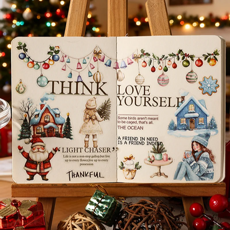 

Mr. Paper Christmas Scenery Magic Tool Cutting Sticker Pack 6 sheets/pack Girl Sticker Handbook DIY Stationery Decoration Gift