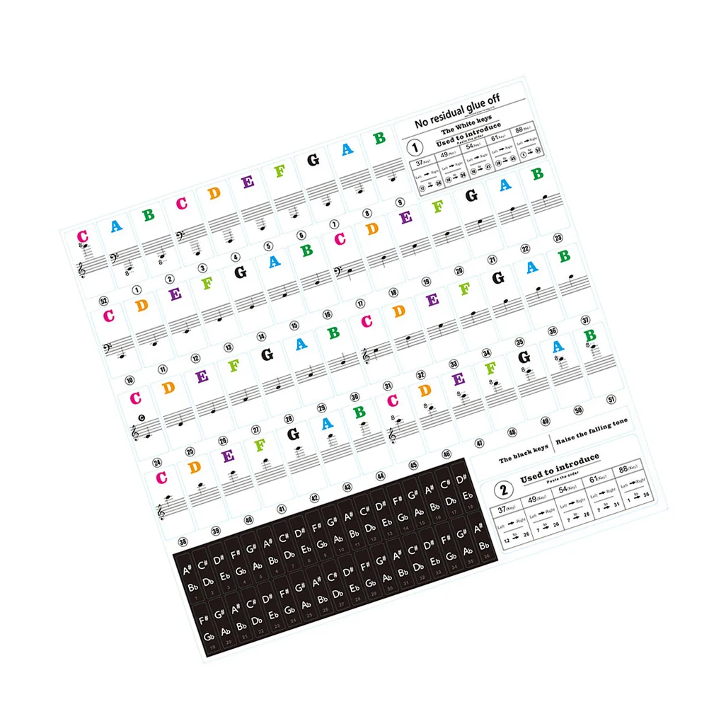 1 Set Electronic Organ Keyboard Sticker Musical Scale Stickers Transparent Keyboard Stickers piano stickers