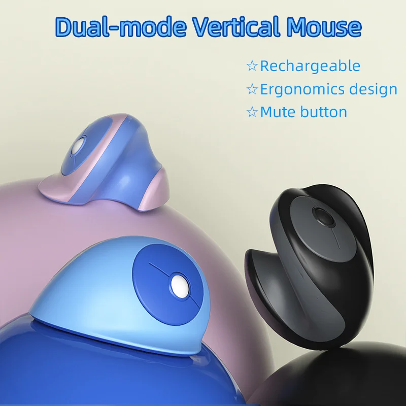 

Mini Vertical Mouse Dual-mode Wide Compatible Rechargeable Mute Button Small Size Portable Office Use Study Mause For Kids Girls