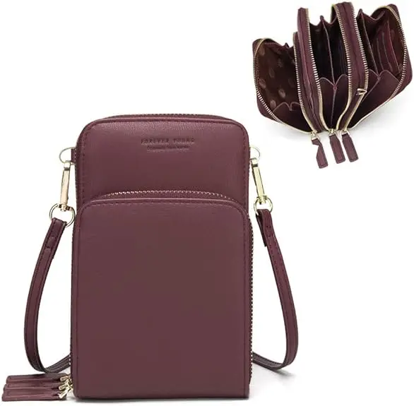 Small Crossbody Cell Phone Bag for Women, Mini Over Shoulder Handbag Purse with Credit Card Slots