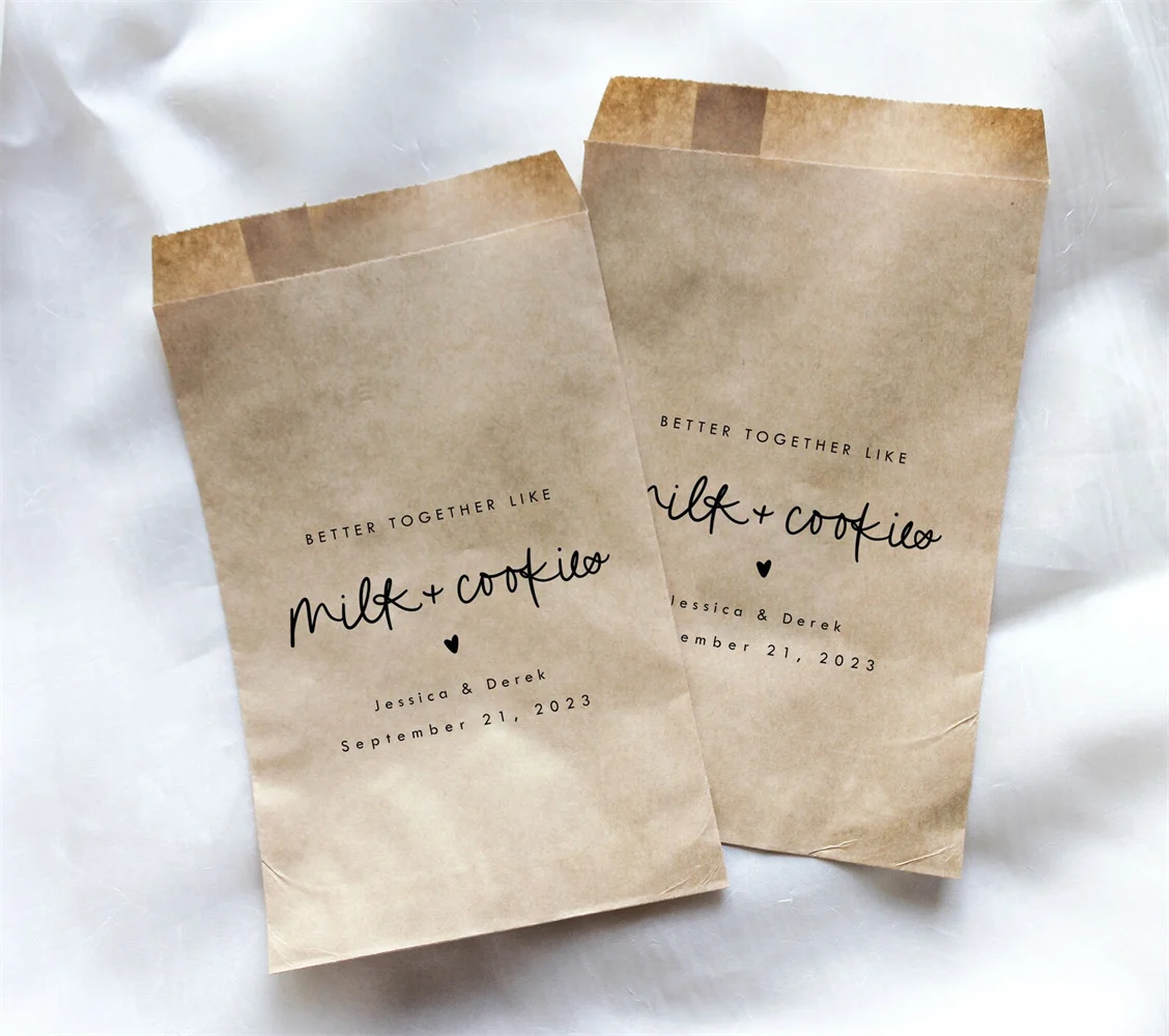 50 Better Together Like Milk and Cookies || Personalized wedding favor bag, Cookie bag, Reception favor bag