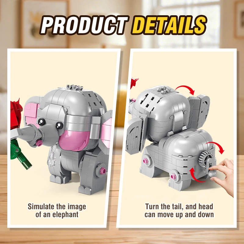 3 IN 1 Panda Giraffe Penguin Elephant Building Block Changes Amimal Assembly Brick Model Construction Toys For Children Gifts