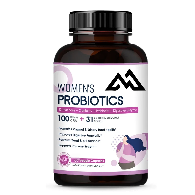 Women's digestive health digestive enzyme prebiotics, probiotic cranberries, urinary tract health, pH balance, 60 capsules