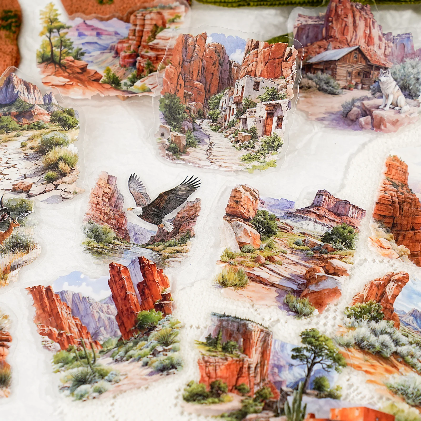 Etori Life Mountain and River in Art Series ريترو فور سيزونز ملصقات الحيوانات الأليفة للديكور، سكرابوكينغ المصنوع يدويًا، الألبومات، الحقائب، ملصقات السفر، أكياس ورق الهدايا، أدوات مكتبية للطلاب، ملصقات الأطفال #3