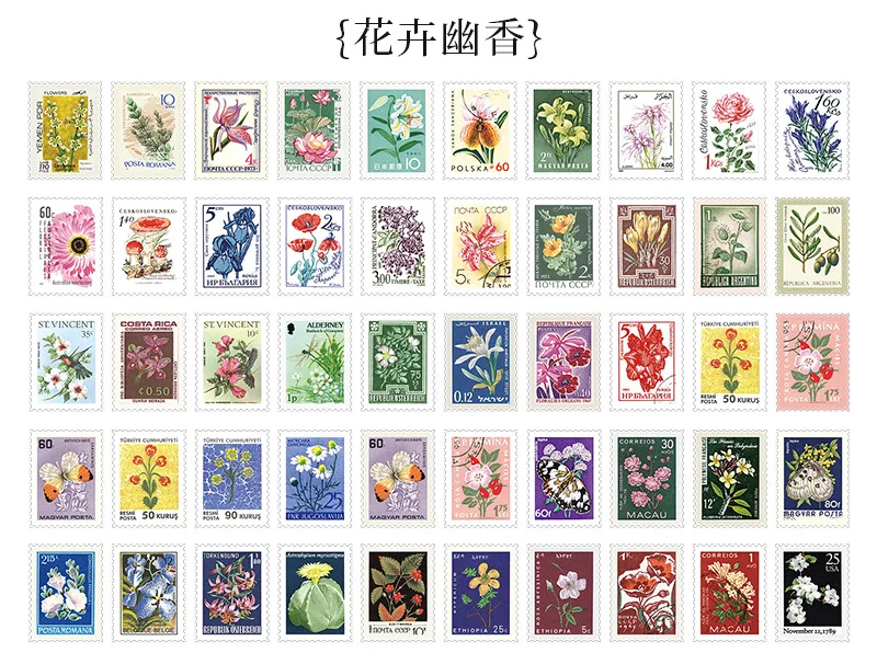 50 Blatt Philatelic Museum Series Briefmarken-Thema-Aufkleber, Scrapbooking-Material, handgefertigtes Tagebuch, Album, Junk Journal Supplies – Detail 8