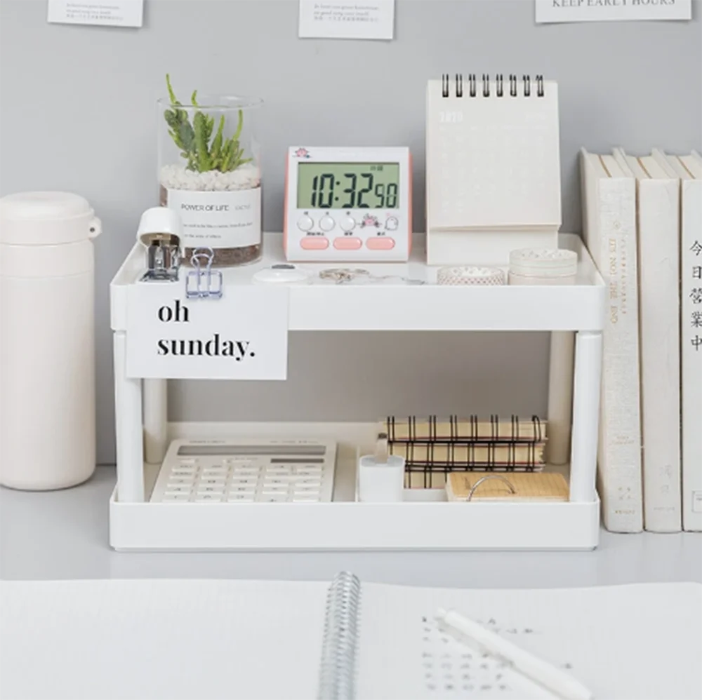 

Multifunctional Shelves Double-layer Storage Shelf Rack Plastic Desk Desktop storage Cabinet Cosmetic Sundries Organizer Storage