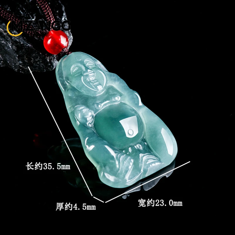 الجاديت الطبيعي السلع المياه الزرقاء مايتريا بوذا الجليد قلادة رائعة أزياء الرجال والنساء محظوظ سحر هدية