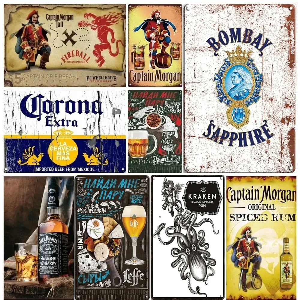 1Pc INEED Vintage Aluminum Sign Captain Morgan Poster Decor for Bar Pub Club Caf Man Cave Wall Decoration Room Home Decor20x30cm