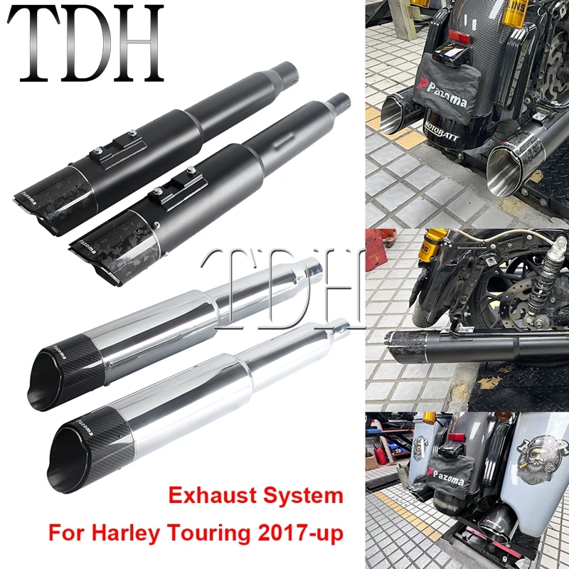 Motorcycle Exhaust System Carbon Fiber Muffler Pipe For Harley Street Road Glide ST FLTRXST FLHXST FLHX PAZOMA Exhaust Mufflers