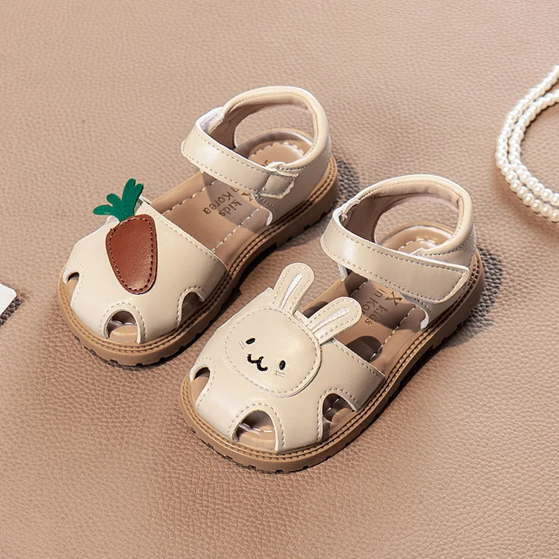 Baby Girls Sandals 2026 Summer Girls Closed Toe Sandals Soft Sole Cute Cartoon Princess Fashion Kids Rabbit Sandals