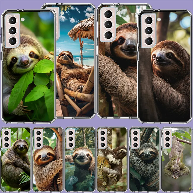 Cute Sloth Clear Phone Cases for Samsung S26 Ultra Galaxy S25 Edge S24 S23 FE S21 Plus S20 S22 S10 Cover Patterned Compatible wi