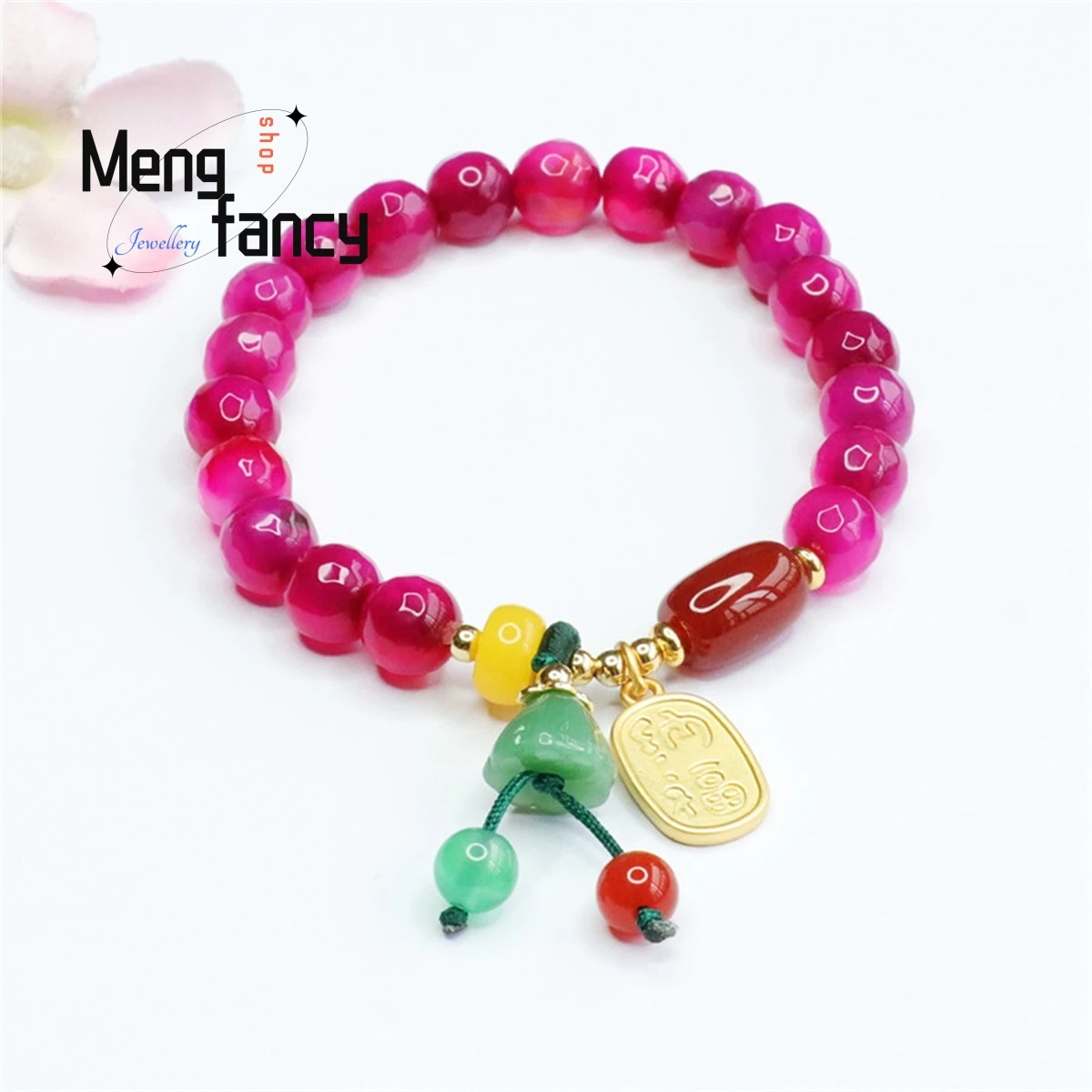 

Natural Purple Jade Medallion Lotus Seed Agate Tassel Cut Beads Bracelet Simple Personalized Fashion Charm Women Couple Jewelry