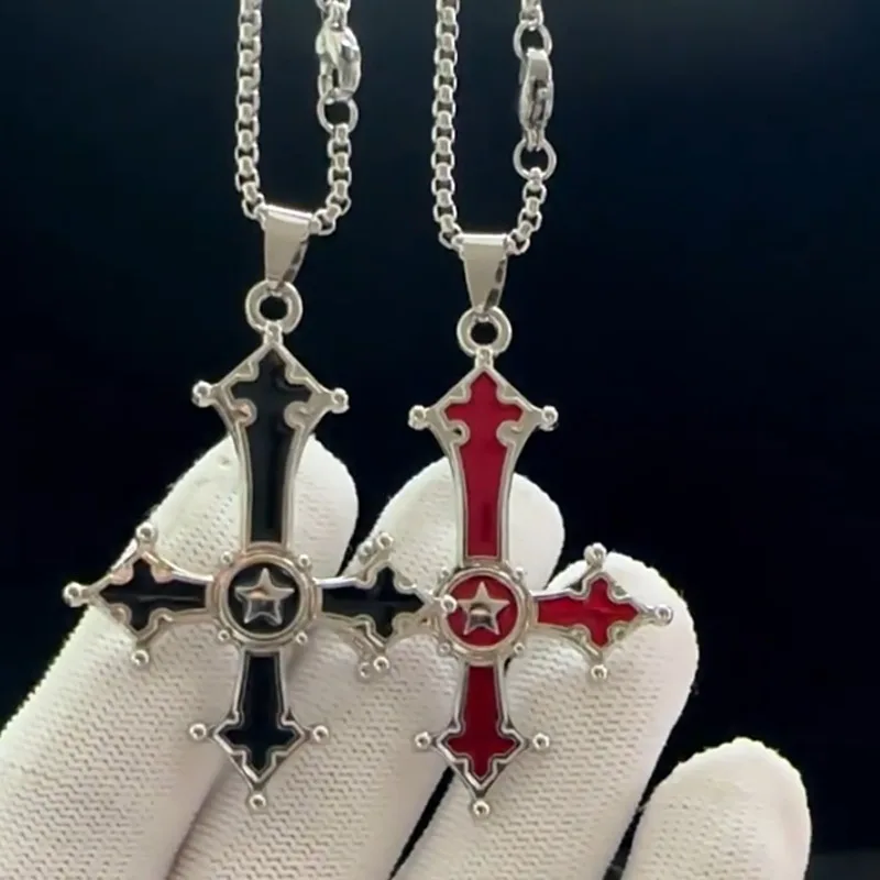 Gothic Inverted Cross Pendant Necklace Vintage Punk Dark Style Necklaces Trendy Chain Necklace Unisex Party Cool Jewelry Chokers