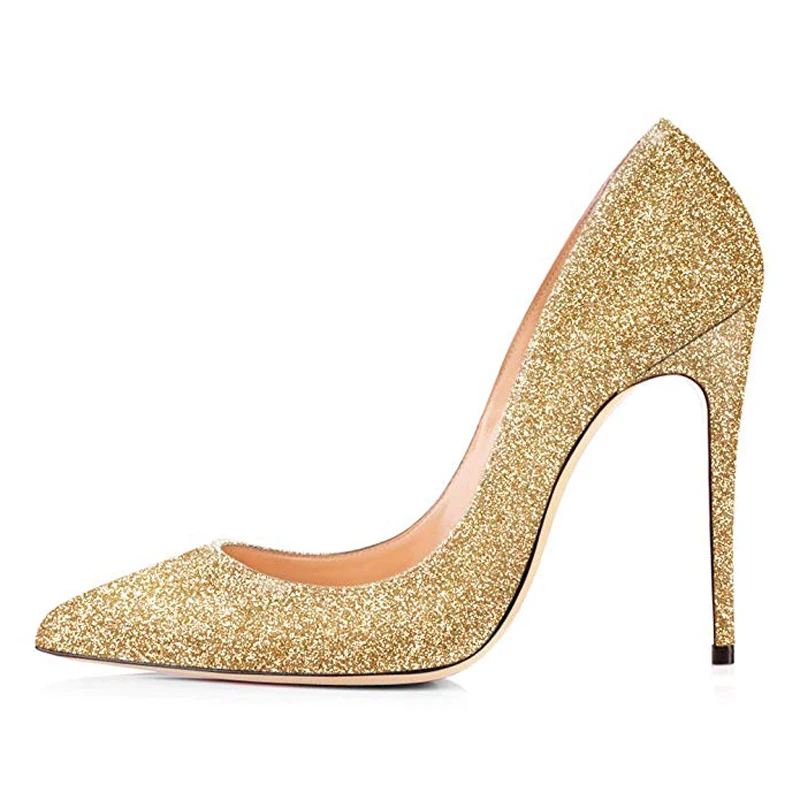 Arden Furtado 2024 Spring Sequin cloth high-heeled shoes Pointed toe Shallow Super high heel Dinner Pumps Extra large size