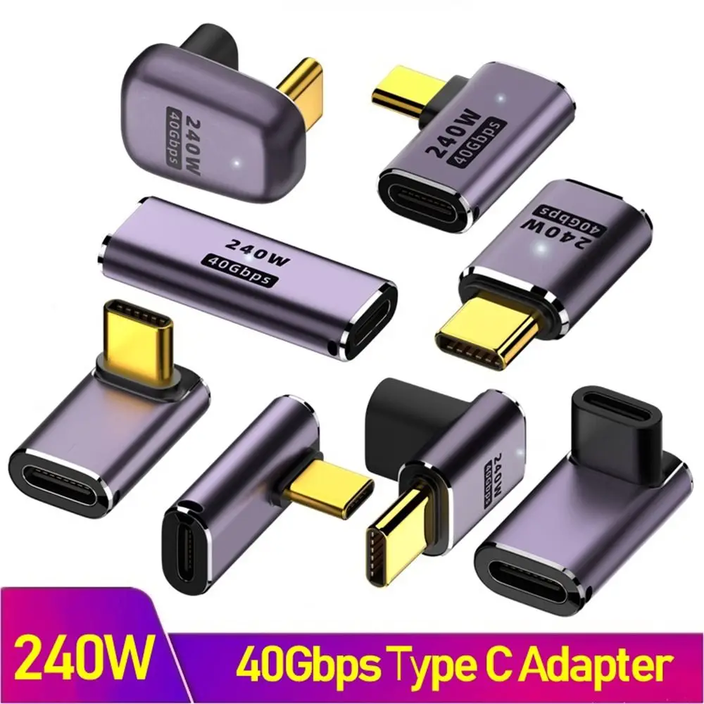 شحن سريع نوع C محول ، ذكر إلى أنثى USB C محول ، مؤشر LED ، نقل البيانات ، الهاتف ، الكمبيوتر المحمول ، 240 واط ، 40Gbps ، 8K ، 60 هرتز ، 1 قطعة #1