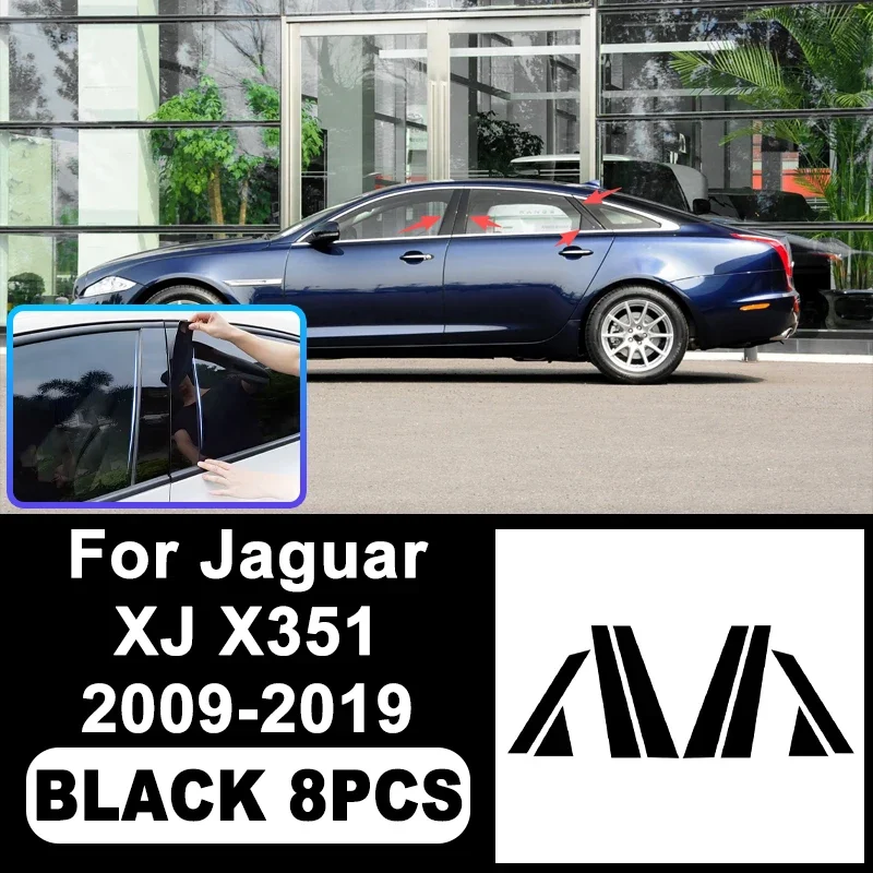

For Jaguar XJ X351 2009-2019 Piano Black B C Pillar Stickers, Easy Install PC Window Trim Anti-Scratch Exterior Styling Parts