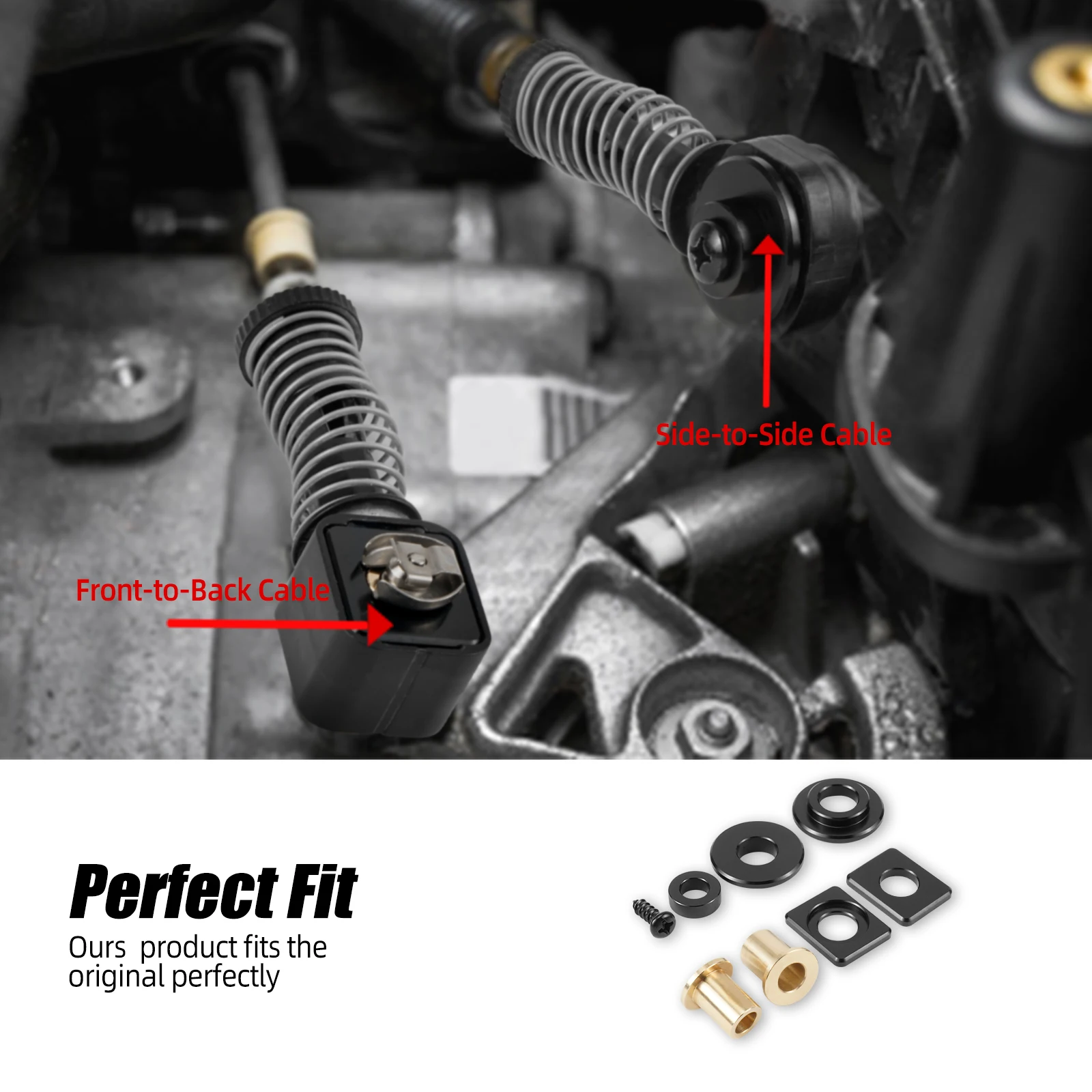 BEVINSEE Solid Shifter Cable Bushing Kit for 6-speed Manual Gearbox MQ350 for VW for Jetta for Golf Mk5 Mk6 Mk7/7.5 for Audi A3