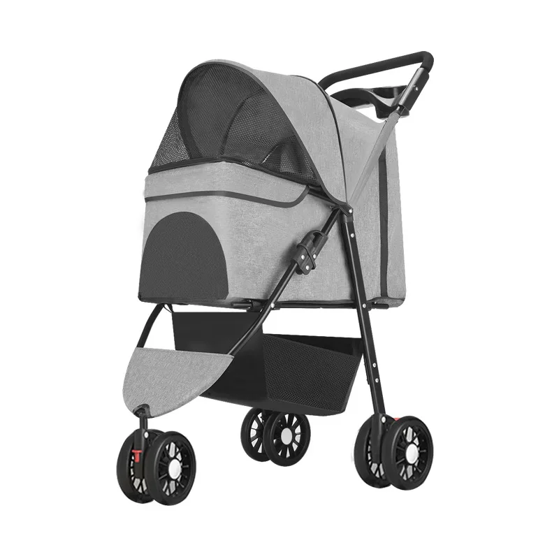 3-Wheel Pet Stroller for Dogs  Cats, Small Lightweight Foldable Hand Trolley for Outdoor Travel