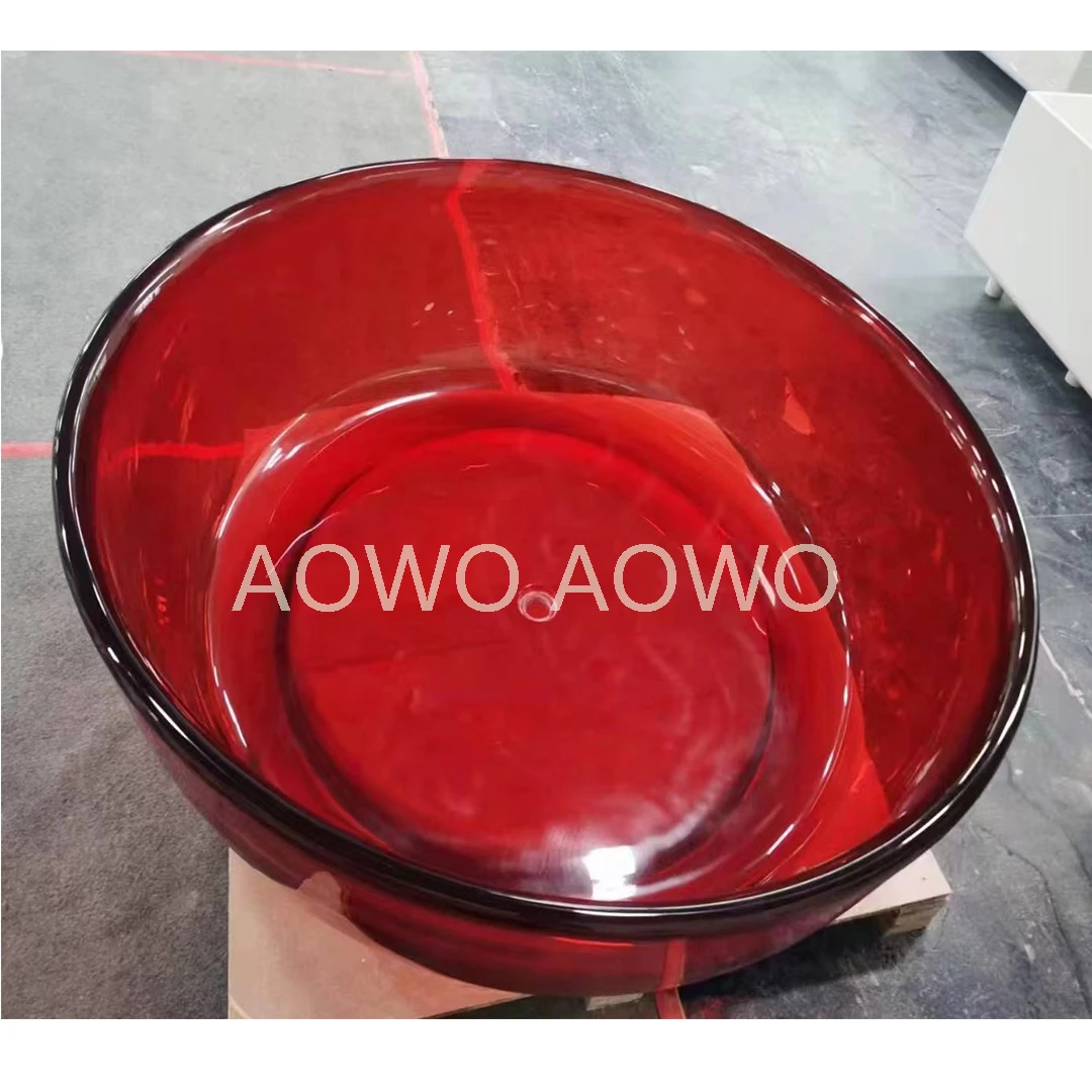 Round Colorful Resin Bathtub Hotel Bathroom Use Whirlpool Tub Stand Customizable Colors