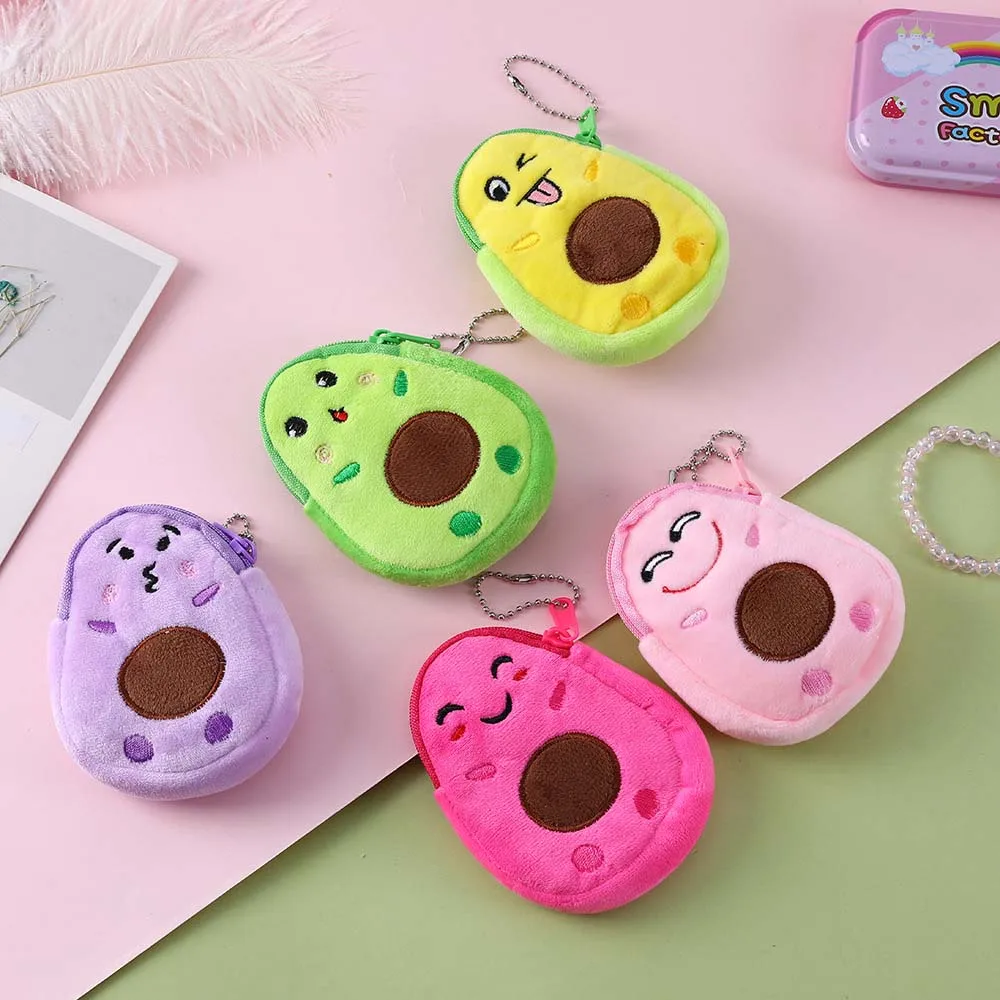 Mini Kawaii Kids Girls Cartoon Geld Zakje Avocado Pluche Tas Kleine Munt Tas Sleutelhoes Portemonnee