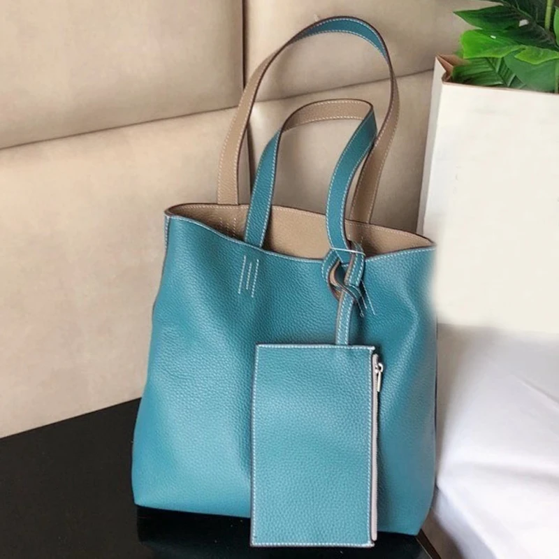 Shopping Bags  New Solid Color Large Capacity High Quality Casual Vacation Ladies Shoulder Bags