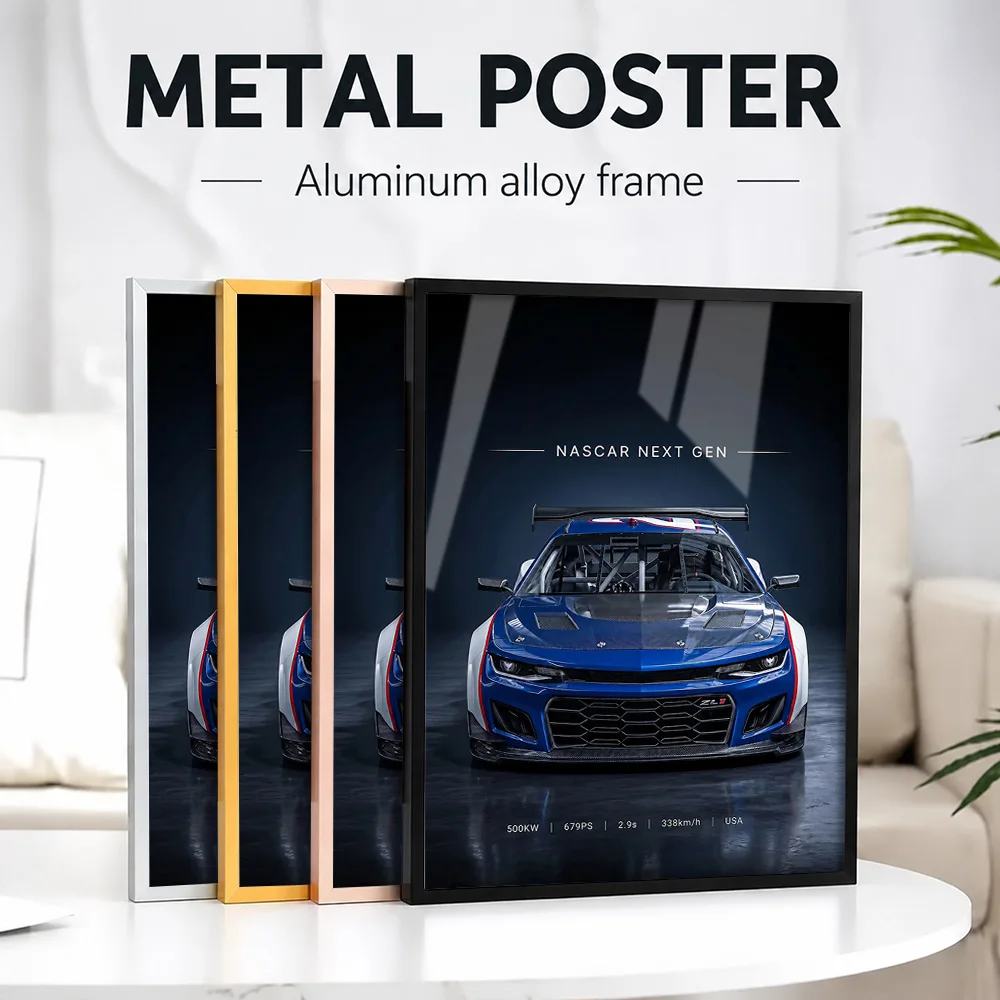 Sleek United States NASCAR Next Gen Car Metal Poster With Aluminum Alloy Frame Customized Photo Speed Style Wall Art For Office