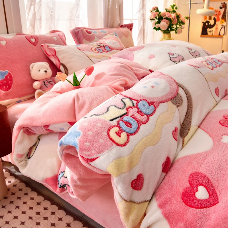 

2025 New Snowflake Fleece Fresh and Delicate Printed Duvet Cover Thick and Warm Milk-fleece Quilt Cover for Autumn and Winter
