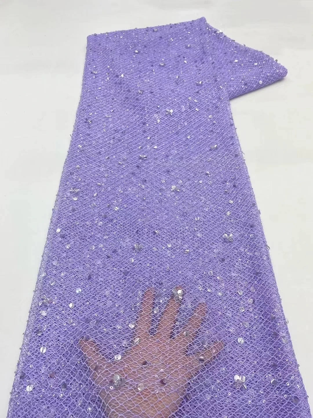 

Sequins Embroidery Purple African Nigerian Lace Fabric 2025 High Quality French Tulle Mesh Lace Fabric For Women Dress PXX25165